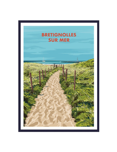 Poster affiche Brétignolles sur Mer déco vintage encadrée