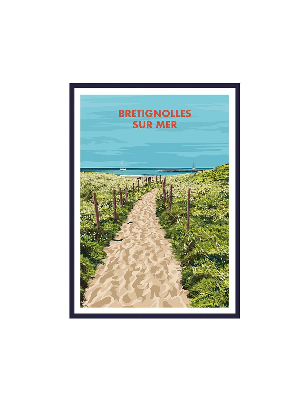Affiche poster Brétignolles sur Mer encadrée vintage