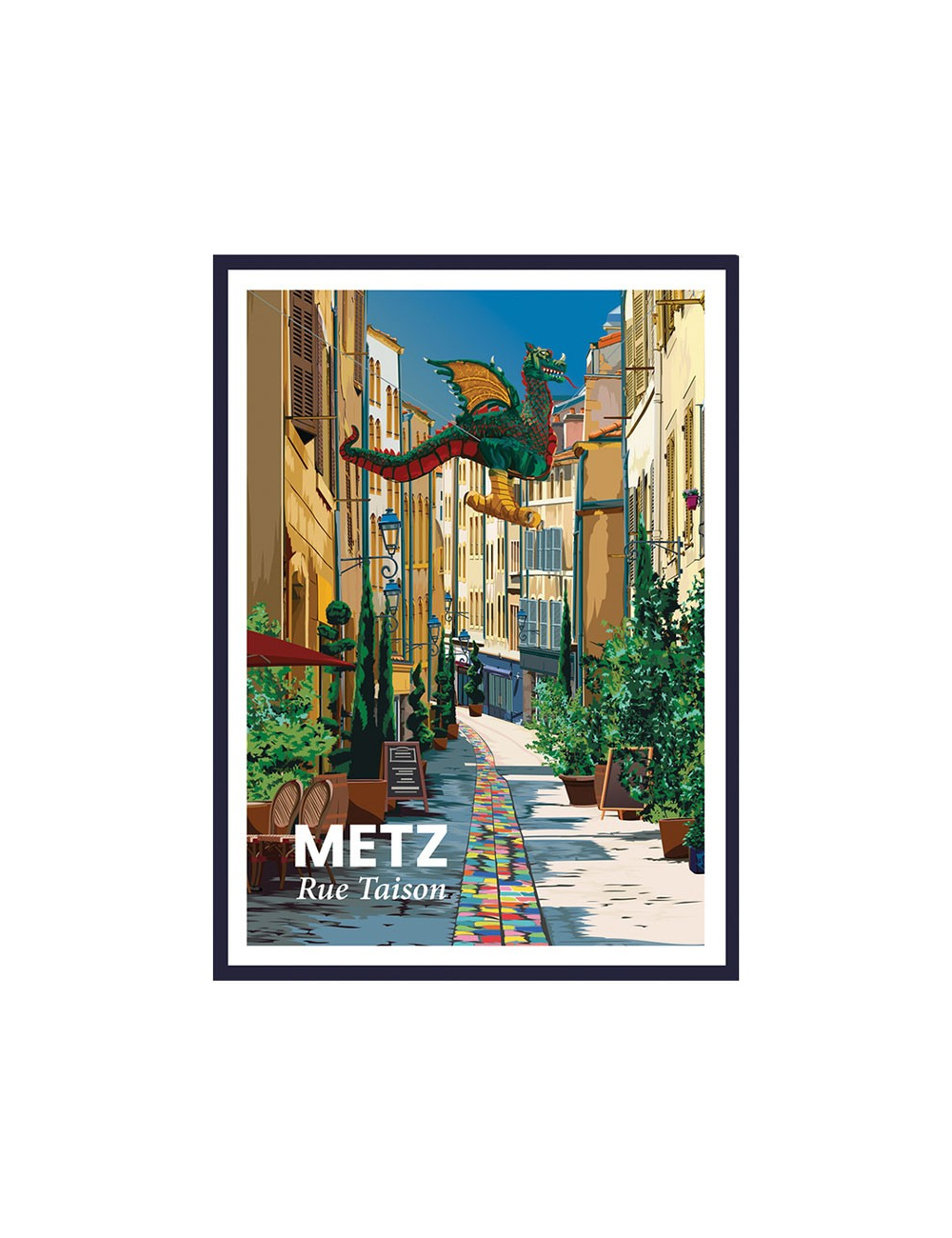 Affiche encadrée Metz vintage dragon suspendu