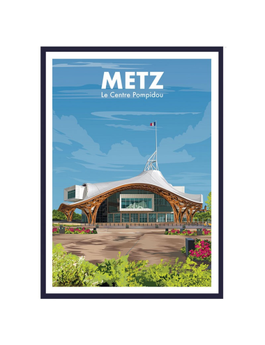 Poster vintage Metz encadré Centre Pompidou moderne