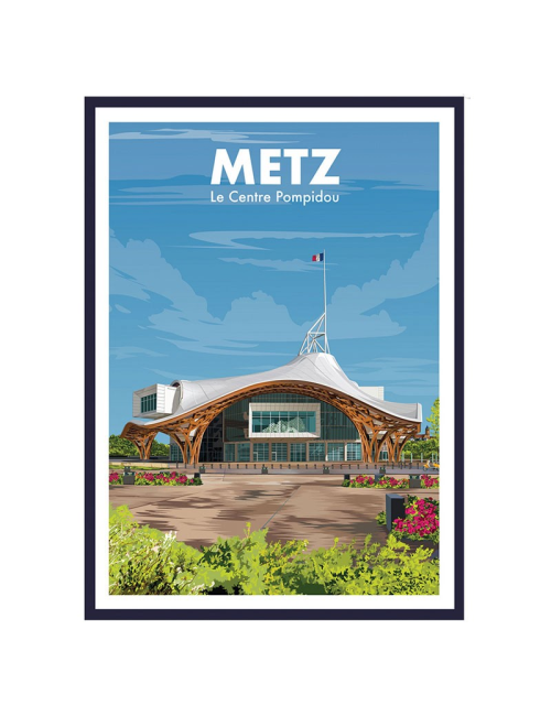 Affiche encadrée vintage Metz musée contemporain