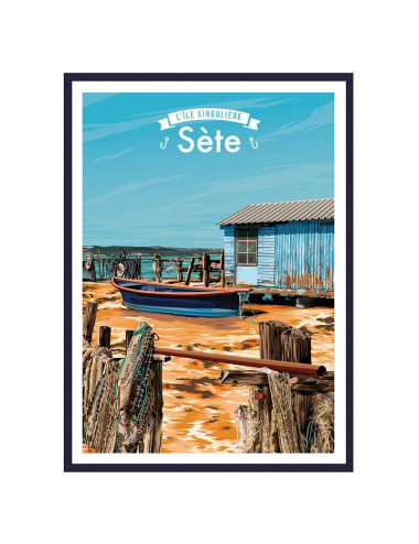 Affiche encadrée vintage Sète cabane de pêcheur