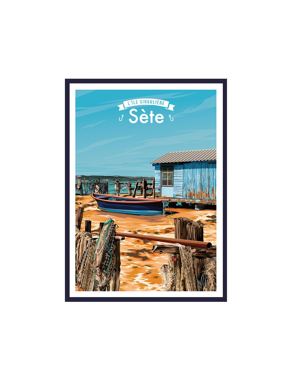 Affiche encadrée vintage Sète cabane de pêcheur