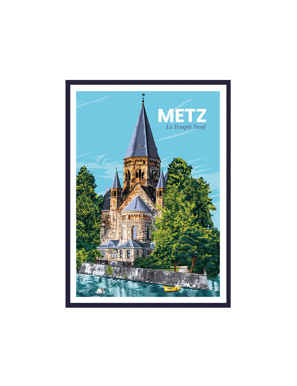 Affiche vintage Metz Temple Neuf poster encadré