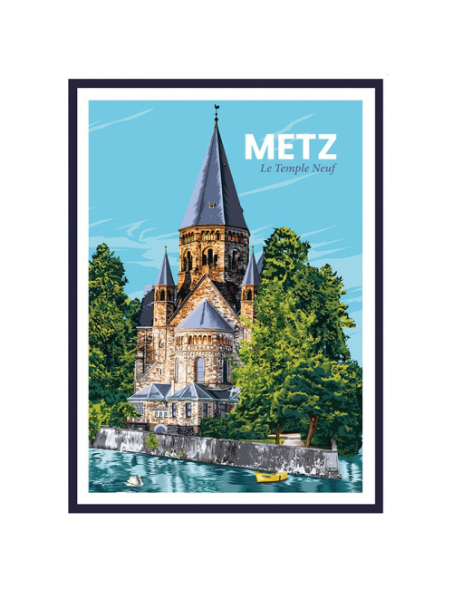 Affiche vintage Metz Temple Neuf poster encadré