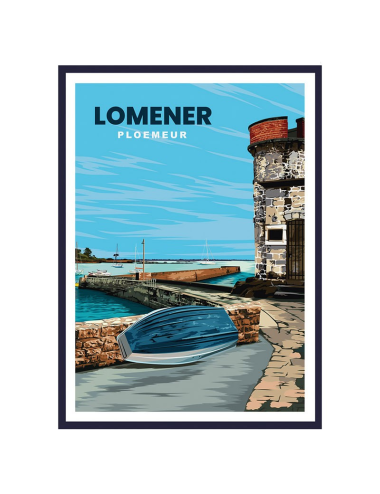 Affiche vintage Lomener Bretagne poster encadré déco