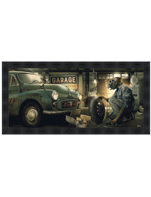 " Garage vintage ",40x90cm, Tableau Sylvain Binet