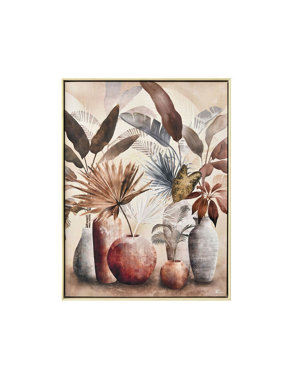" Feuillage exotique et pots", Tableau floral
