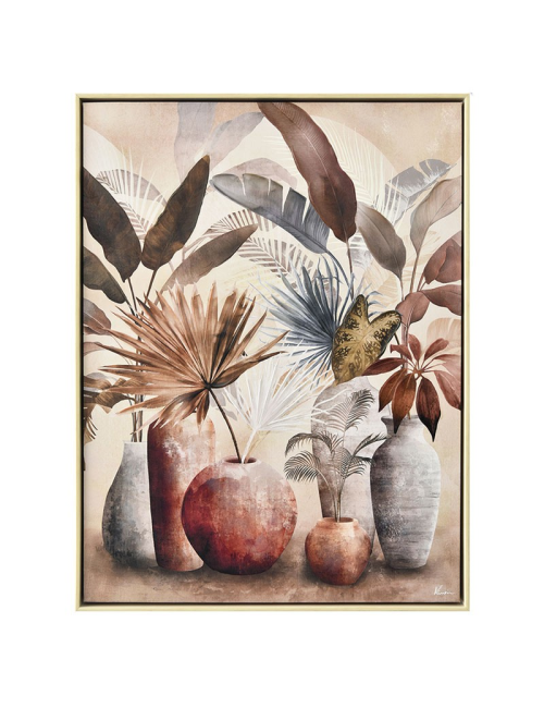 " Feuillage exotique et pots", Tableau floral