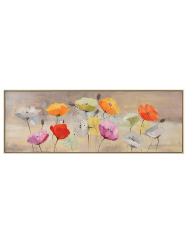 Tableau fleurs multicolores sur fond beige – 50x150 cm