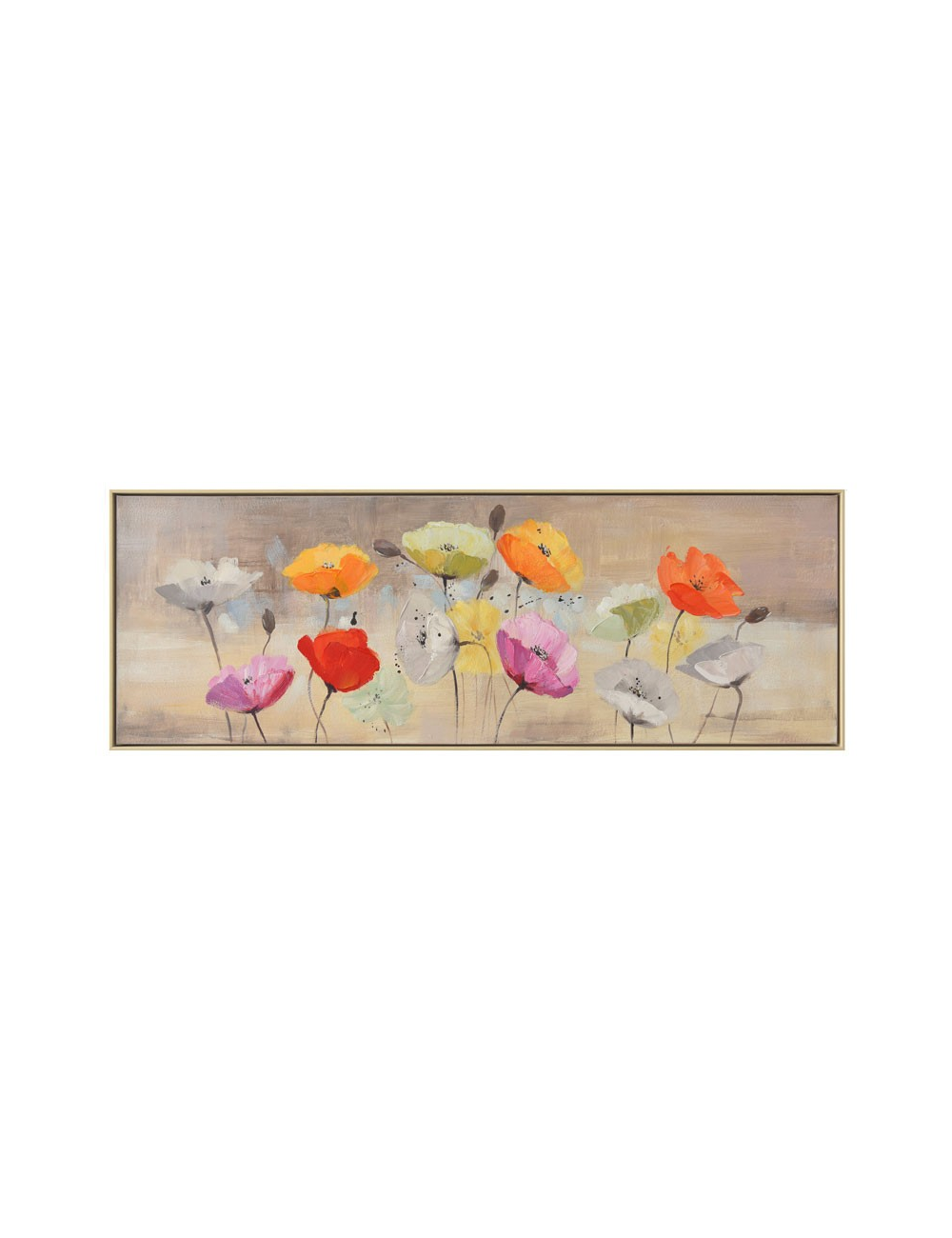 Tableau fleurs multicolores sur fond beige – 50x150 cm