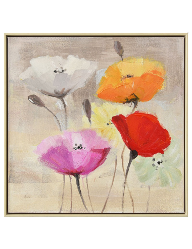 Tableau fleurs éclatantes sur fond beige – 60x60 cm