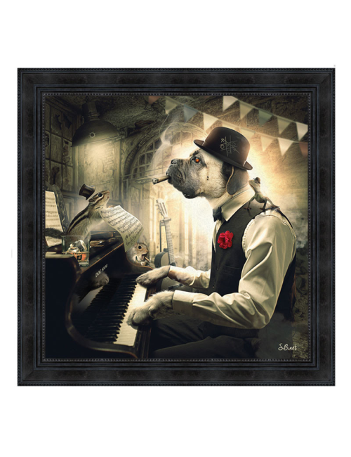 Tableau Chien Piano de Sylvain Binet