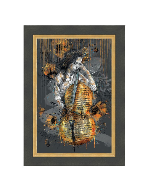 La violoncelliste ocre,Tableau 80x120cm de Romaric