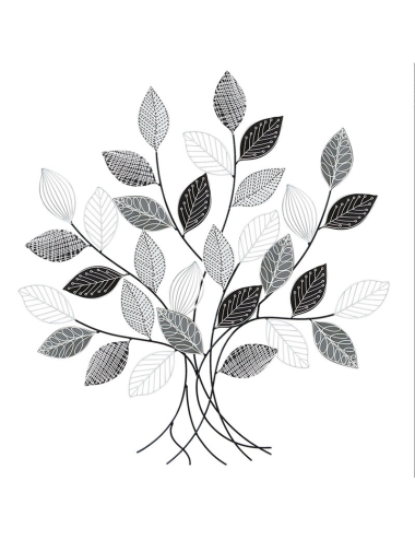 Sculpture murale arbre métal noir et argent – déco design