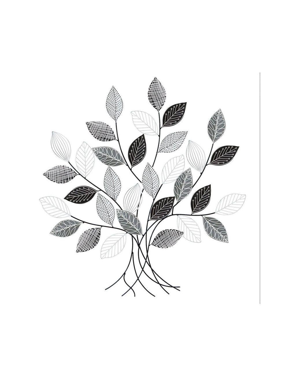 Sculpture murale feuillage métal noir et blanc – décoration murale moderne