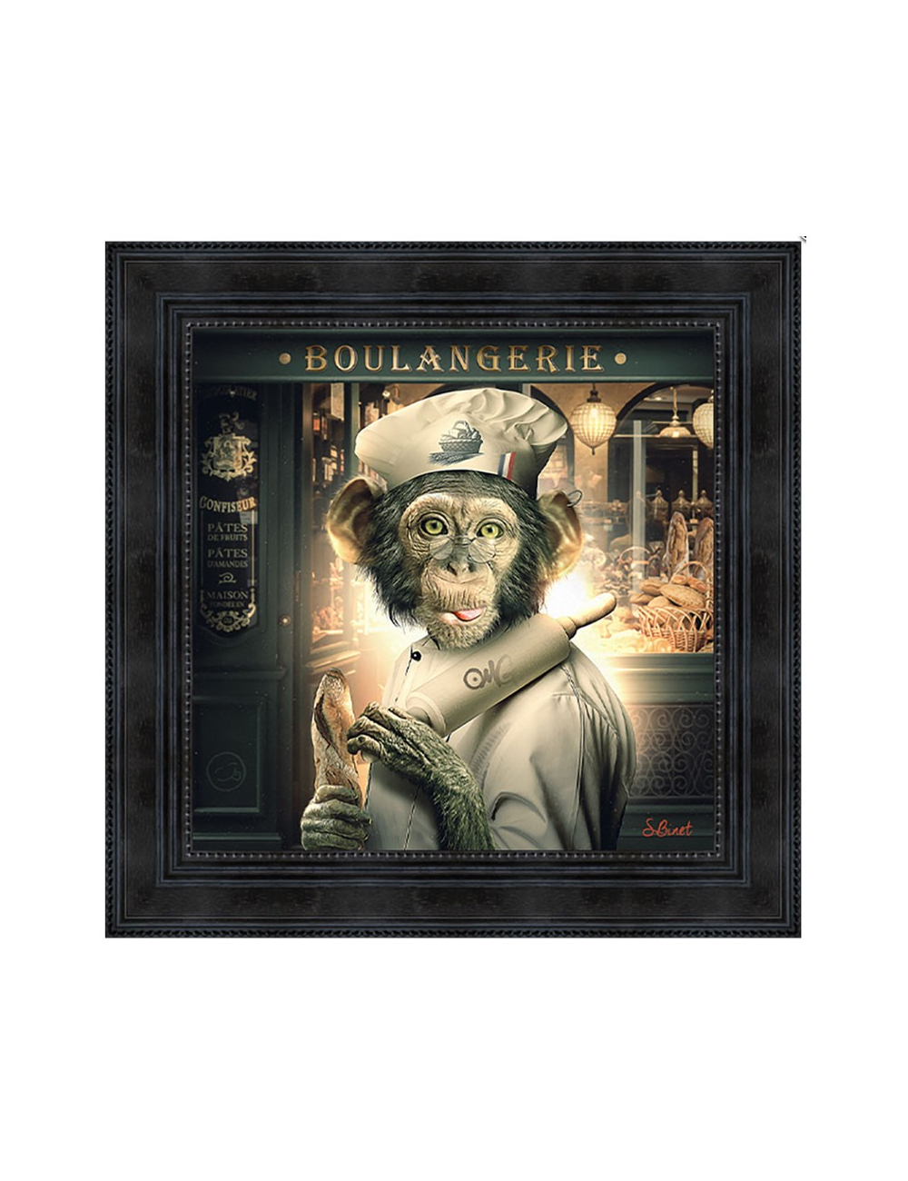 Tableau XXL Singe Boulanger de Sylvain Binet
