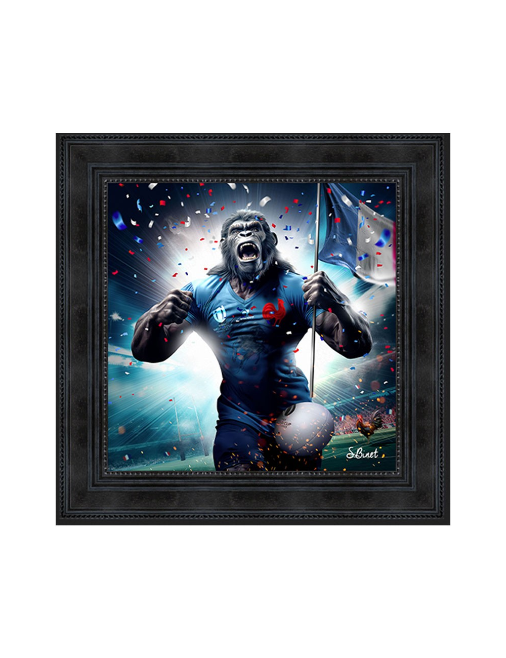 Gorille Rugb,Tableau XXL de Sylvain Binet