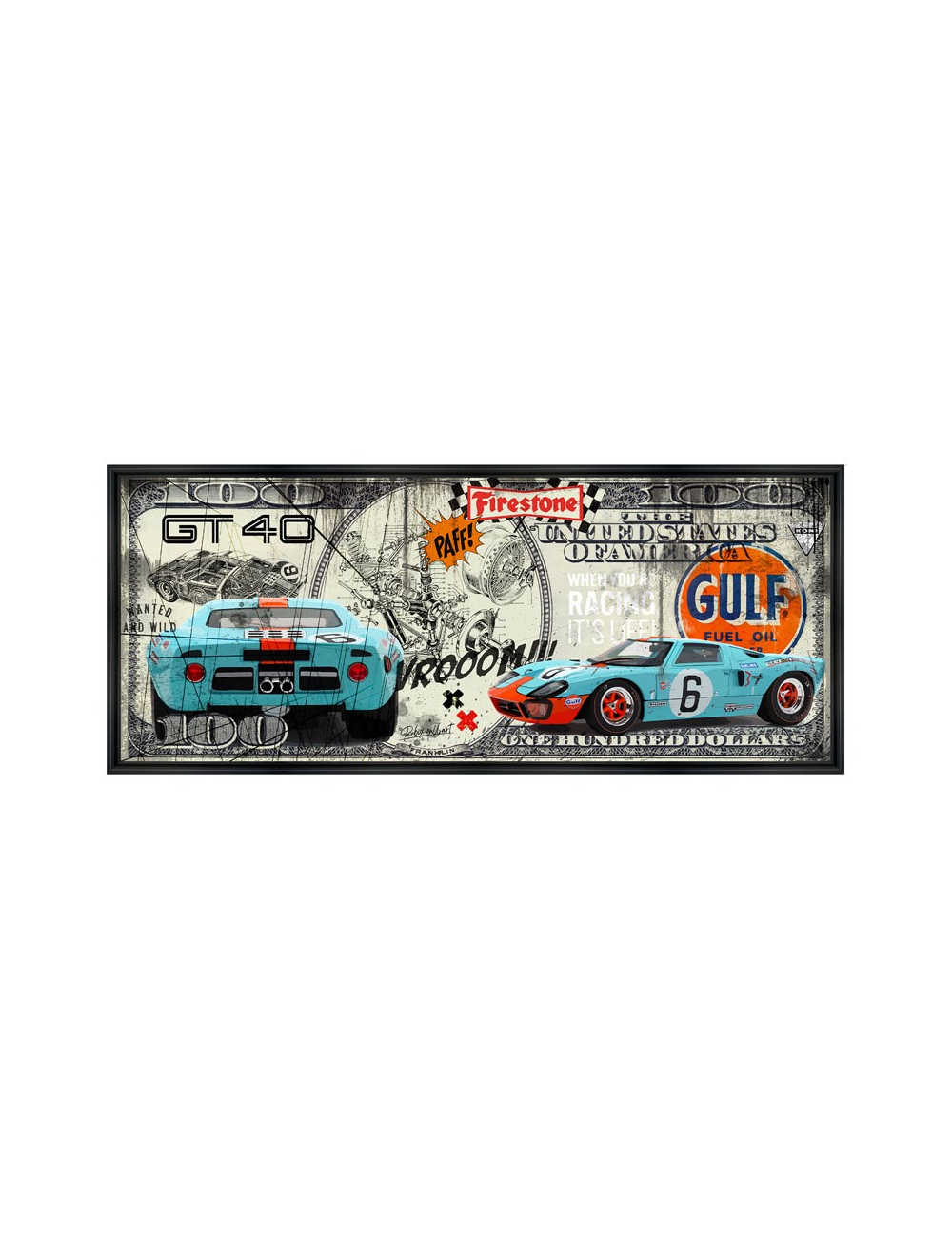 Tableau grand format Dollar Ford GT Gulf -RUBIX
