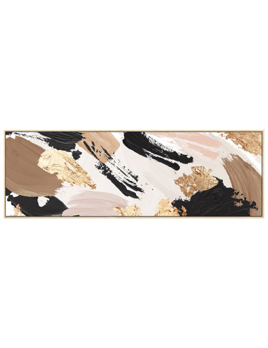 Tableau abstrait beige noir doré – 50x150 cm