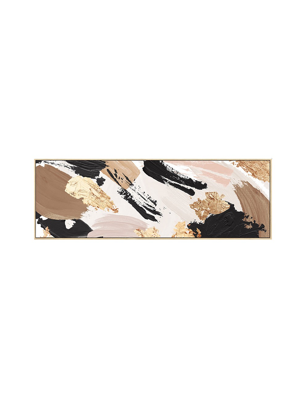 Tableau abstrait beige noir doré – 50x150 cm