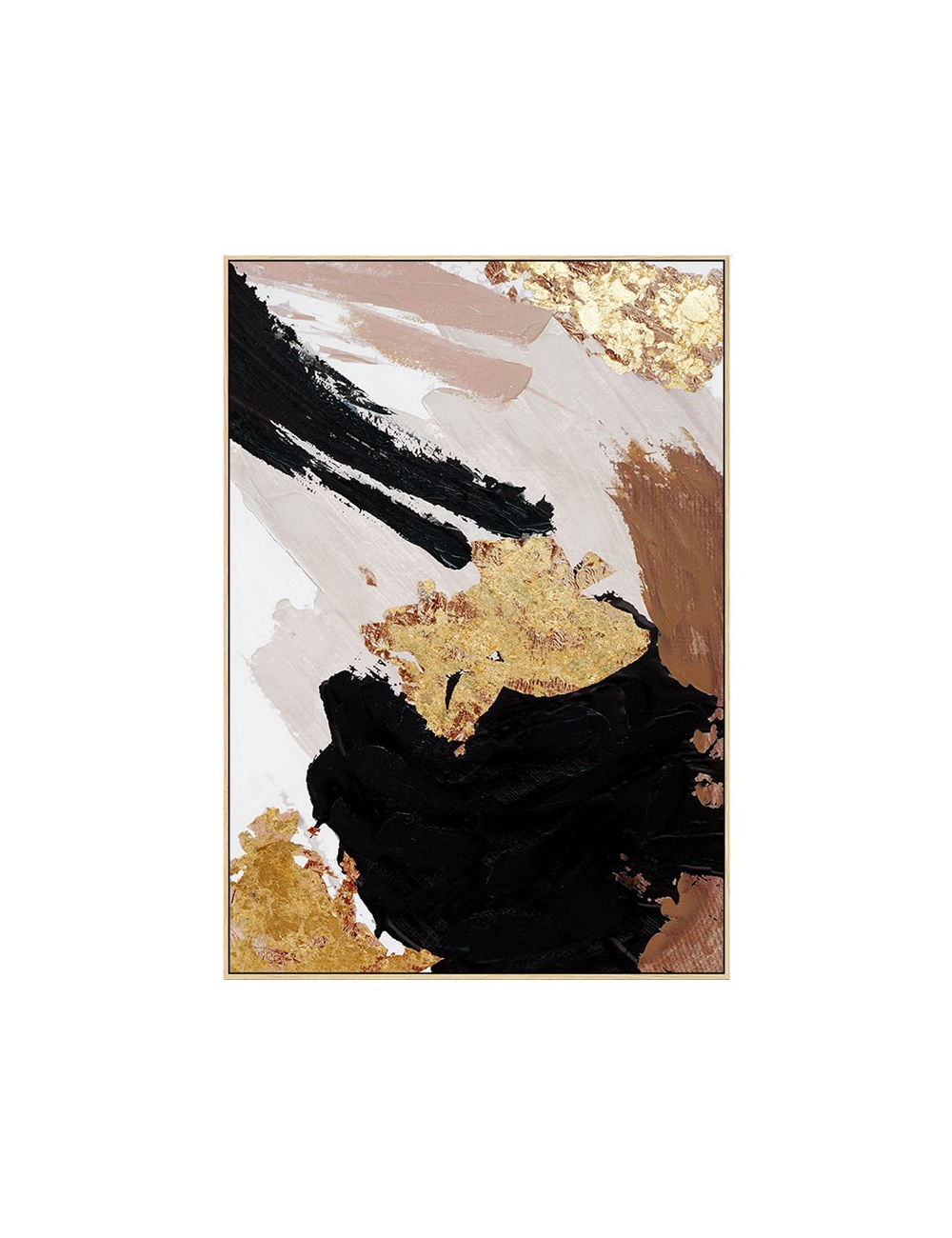 Tableau abstrait noir doré et beige 70x100 – toile décorative