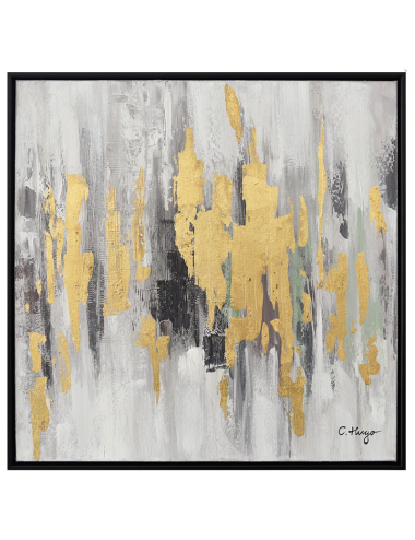 Tableau abstrait doré – Toile 60x60 cm gris et or