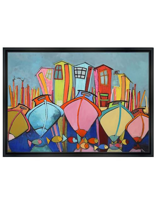 Tableau Adventy relooké pastel 80x120 – Martine Gonnin