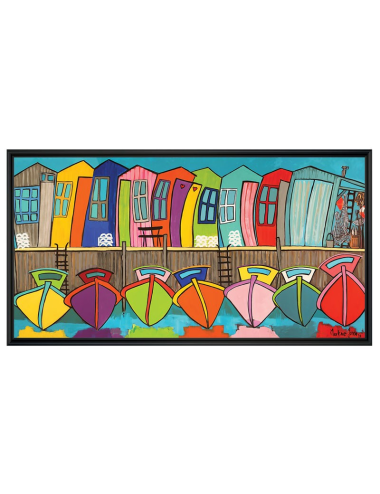 Pinasse Douceur Turquoise – Tableau 75x150 cm sur PVC par Martine Gonnin