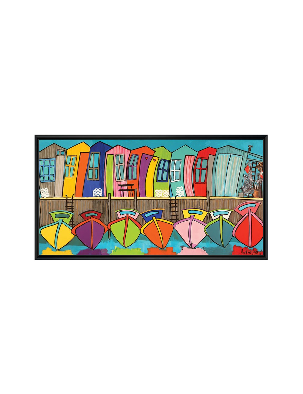 Pinasse Douceur Turquoise – Tableau 75x150 cm -Martine Gonnin