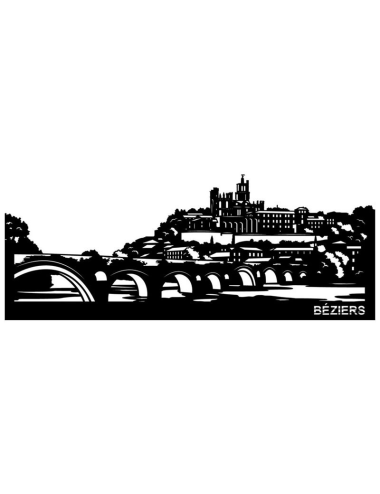 Sculpture murale Béziers en métal noir