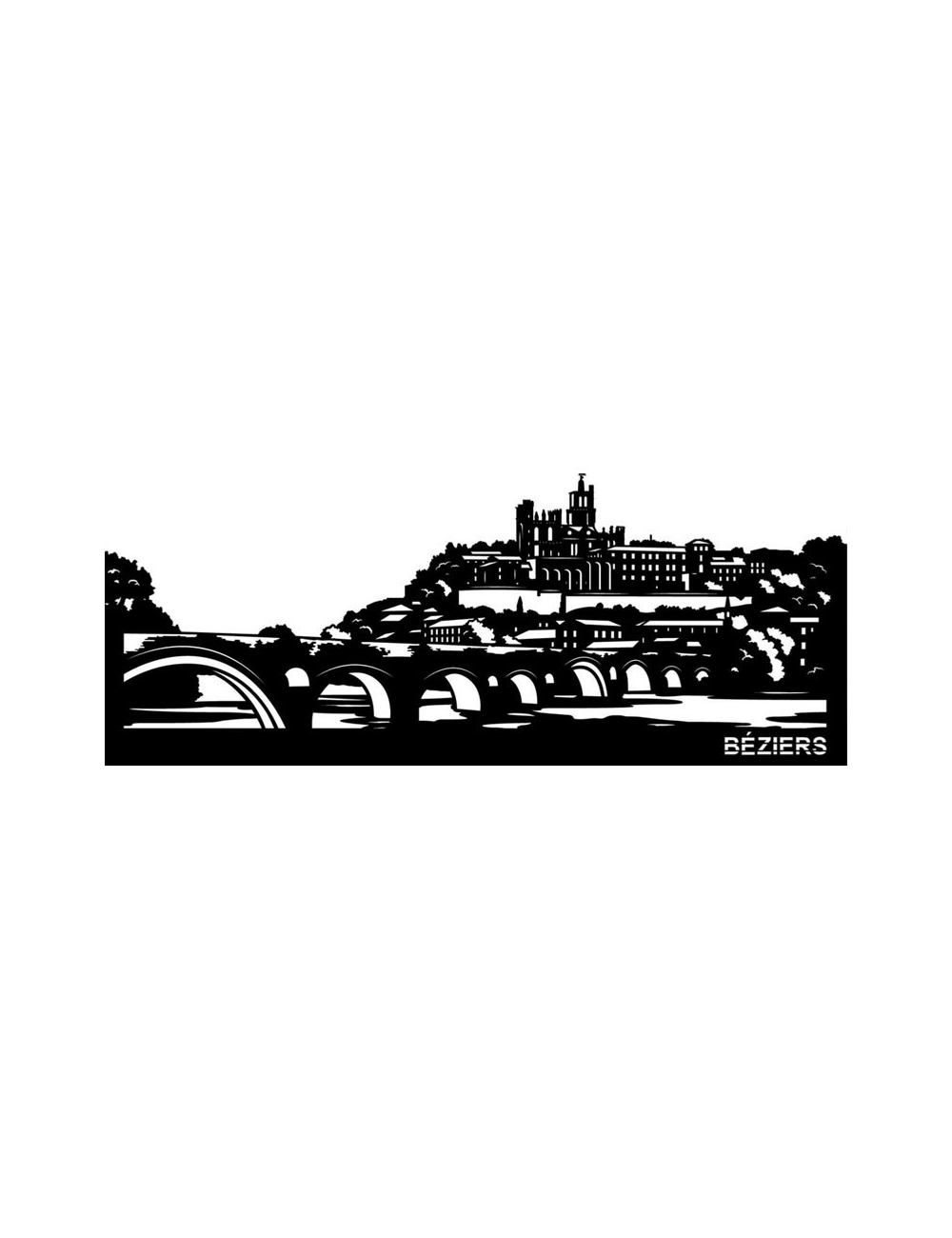 Sculpture murale Béziers en métal noir