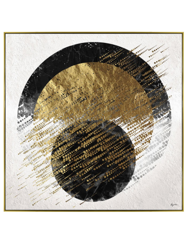 Tableau abstrait noir et or – Toile encadrée 100x100 cm