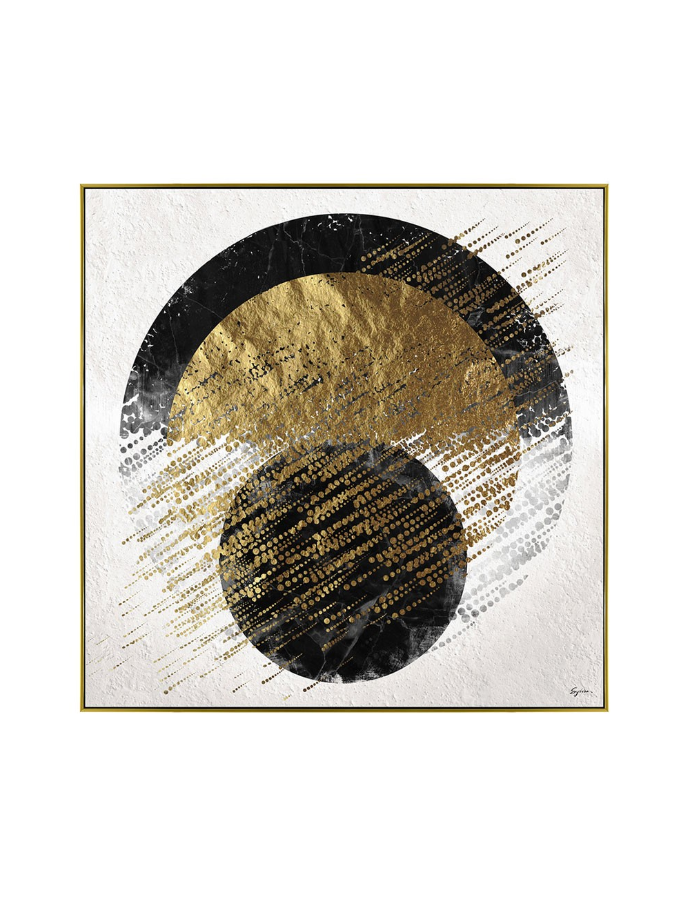 Tableau abstrait noir et or – Toile encadrée 100x100 cm