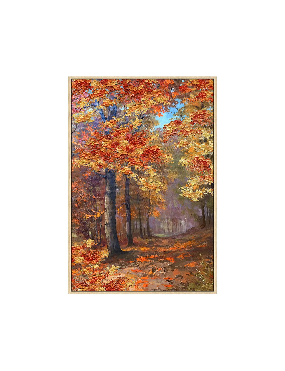 Tableau forêt automnale rouge et or – toile 80x120