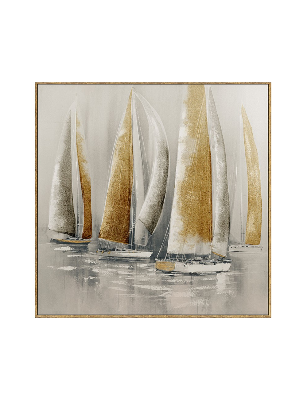 Tableau voiliers dorés – toile 80x80 encadrée