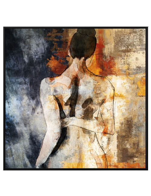 Tableau femme de dos aquarelle abstraite – toile 80x80 cm