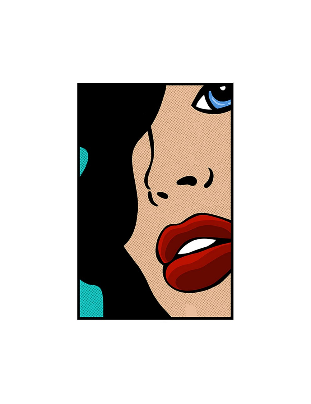 Tableau pop art femme bouches rouges 80x120 encadré
