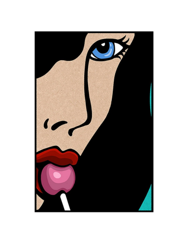 Tableau pop art femme sucette rose 80x120 encadré