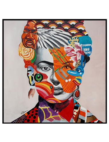 Tableau Frida Kahlo pop art encadré 100x100