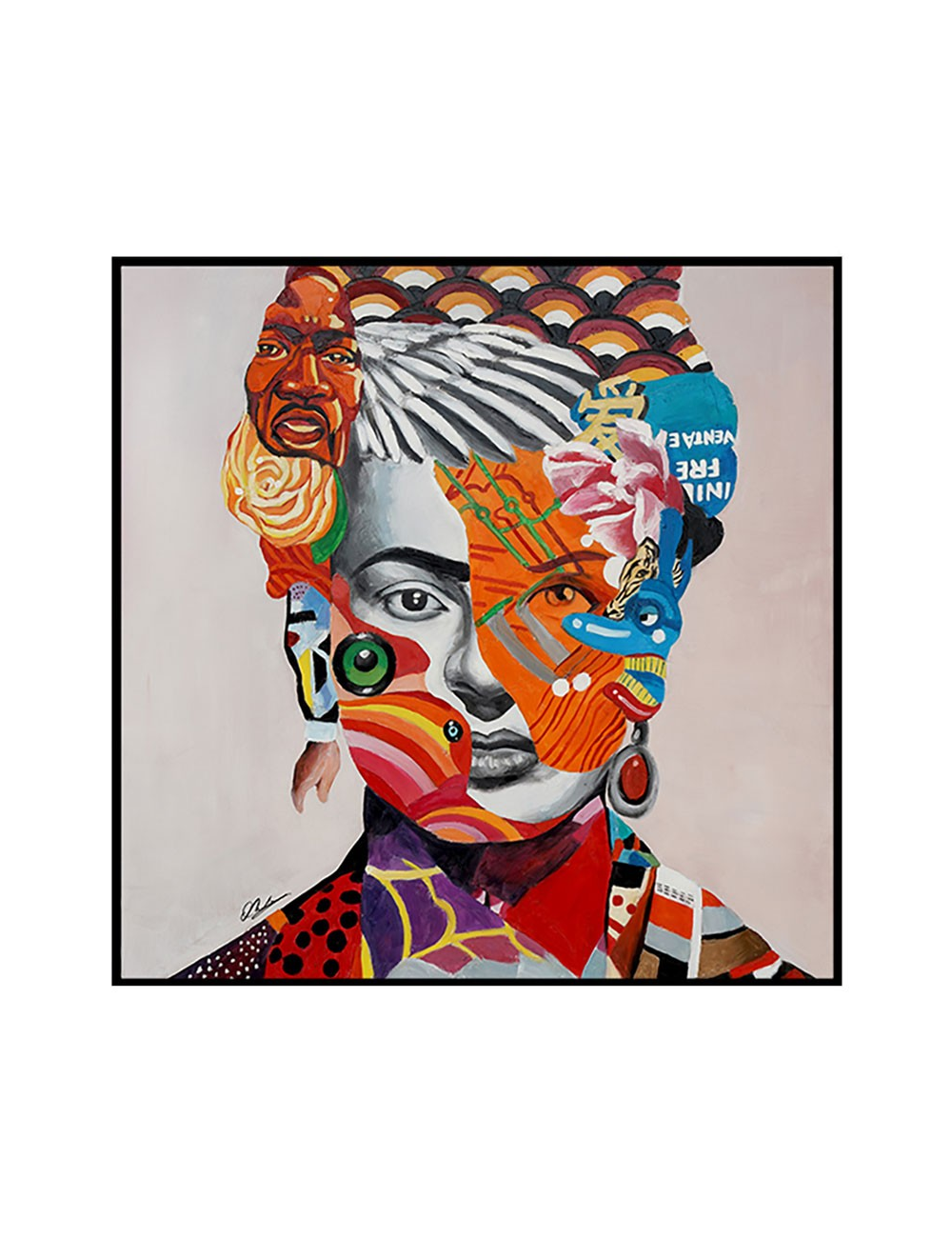 Tableau Frida Kahlo pop art encadré 100x100