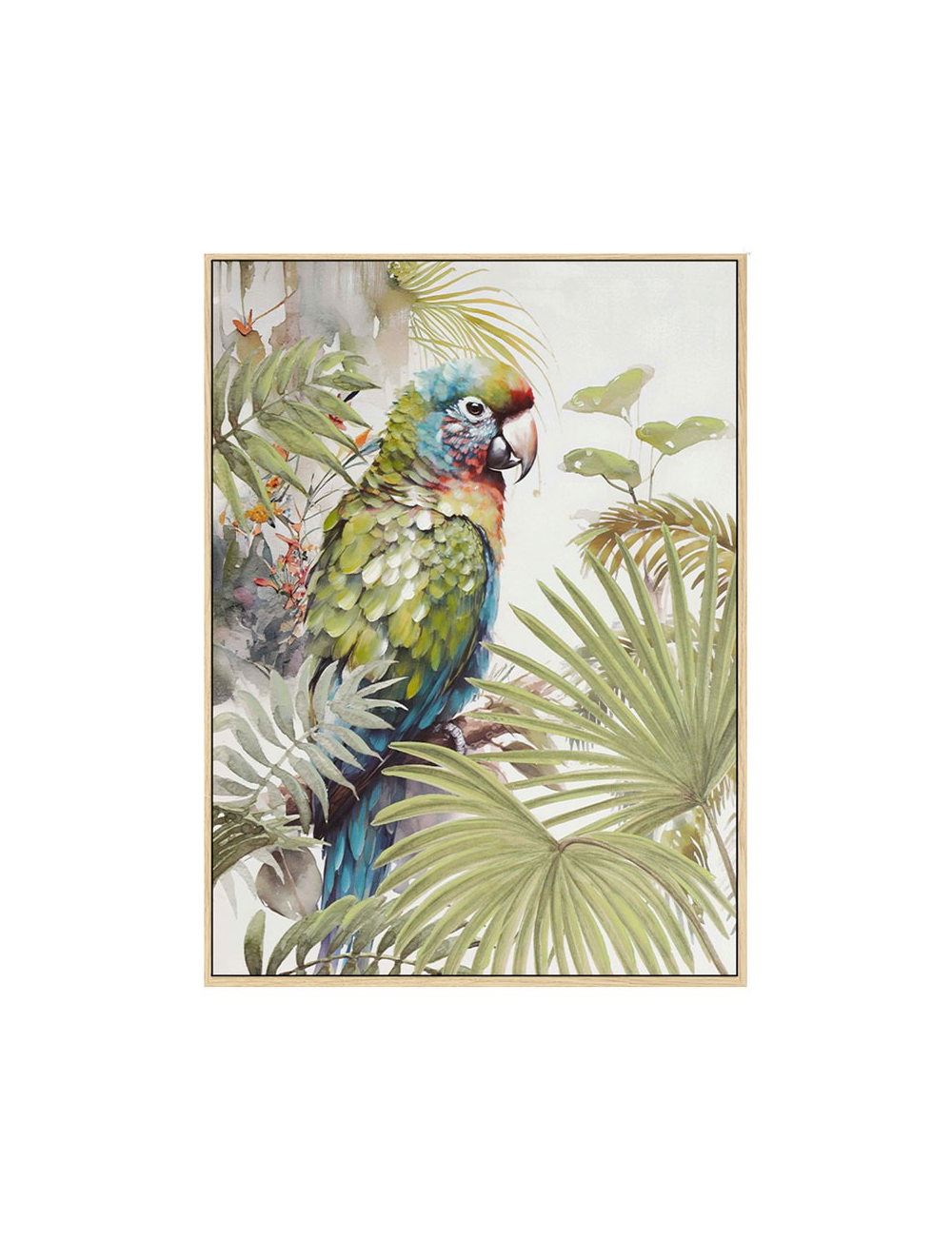 Tableau perroquet tropical rétro – toile 60x80 cm encadrée