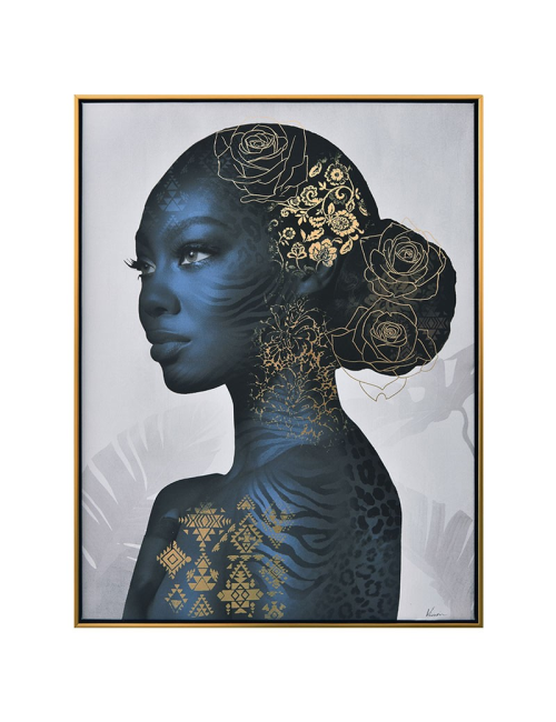 "Femme tatouée bleu/or", Tableau contemporain