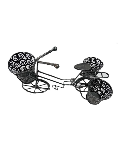 Vélo porte-plantes décoratif en métal noir – 3 pots