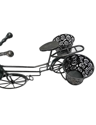 Vélo porte-plantes décoratif en métal noir – 3 pots