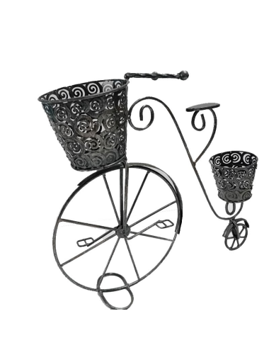 Vélo déco métal noir porte-plantes