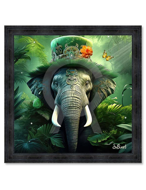 Eléphant fantastique, Tableau 100x100 de Sylvain Binet