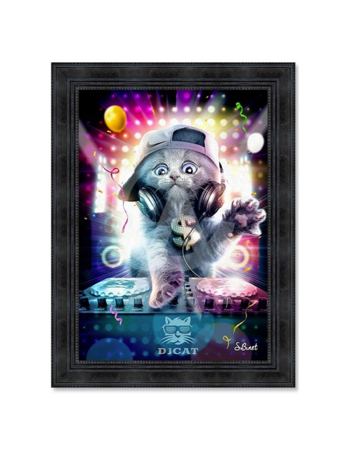 "DJ Cat",80x120cm, tableau de Sylvain Binet