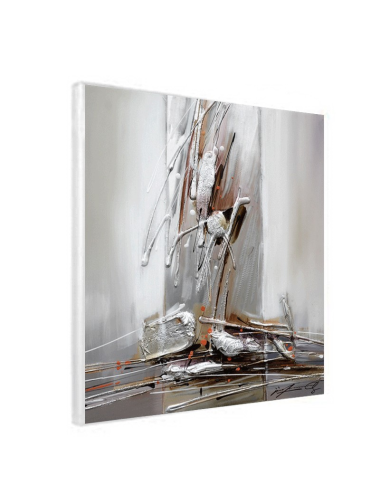 Toile de peinture abstraite gris/argent 60x60
