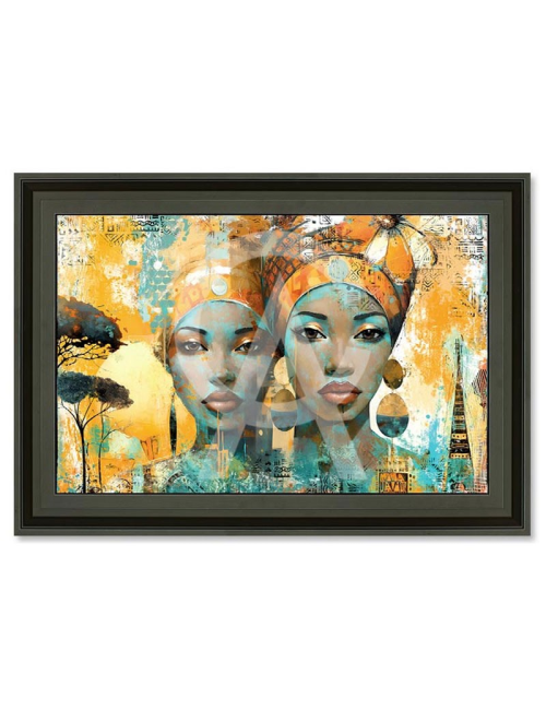 "Africaines turquoise",80x120cm,Tableau de Romaric